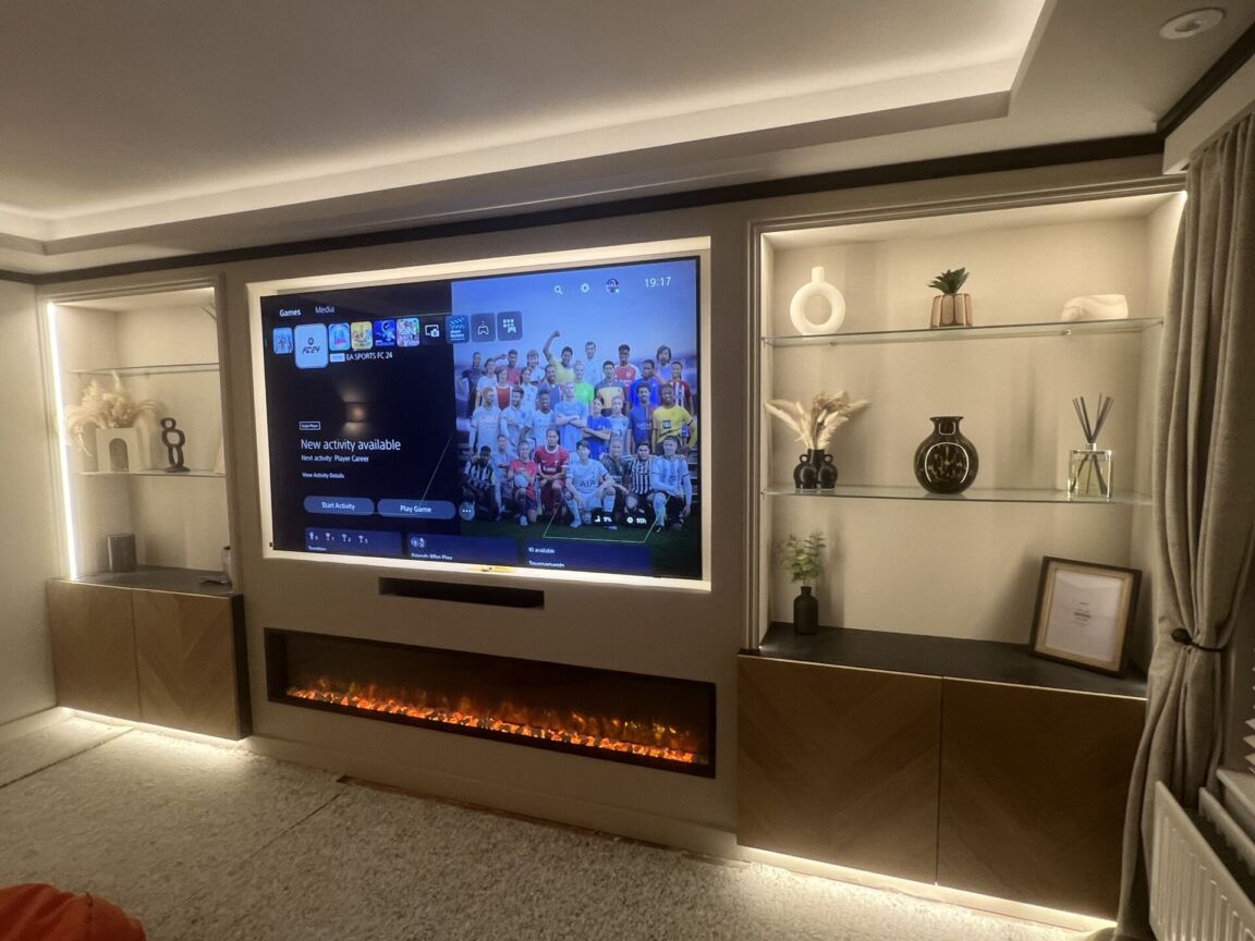 Cinema room with soundproofing installed in walls, ceiling and flooring
