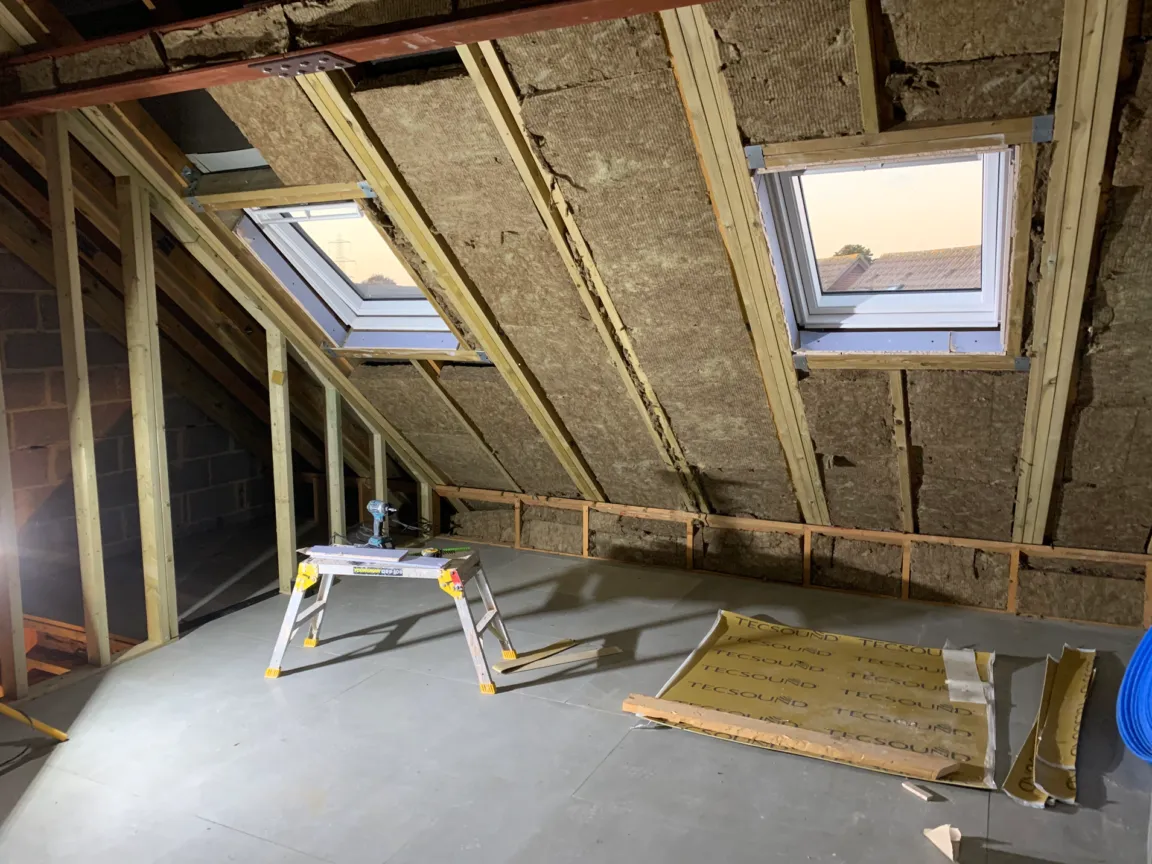 Wall sound proofing installation by Silent Treatment in loft