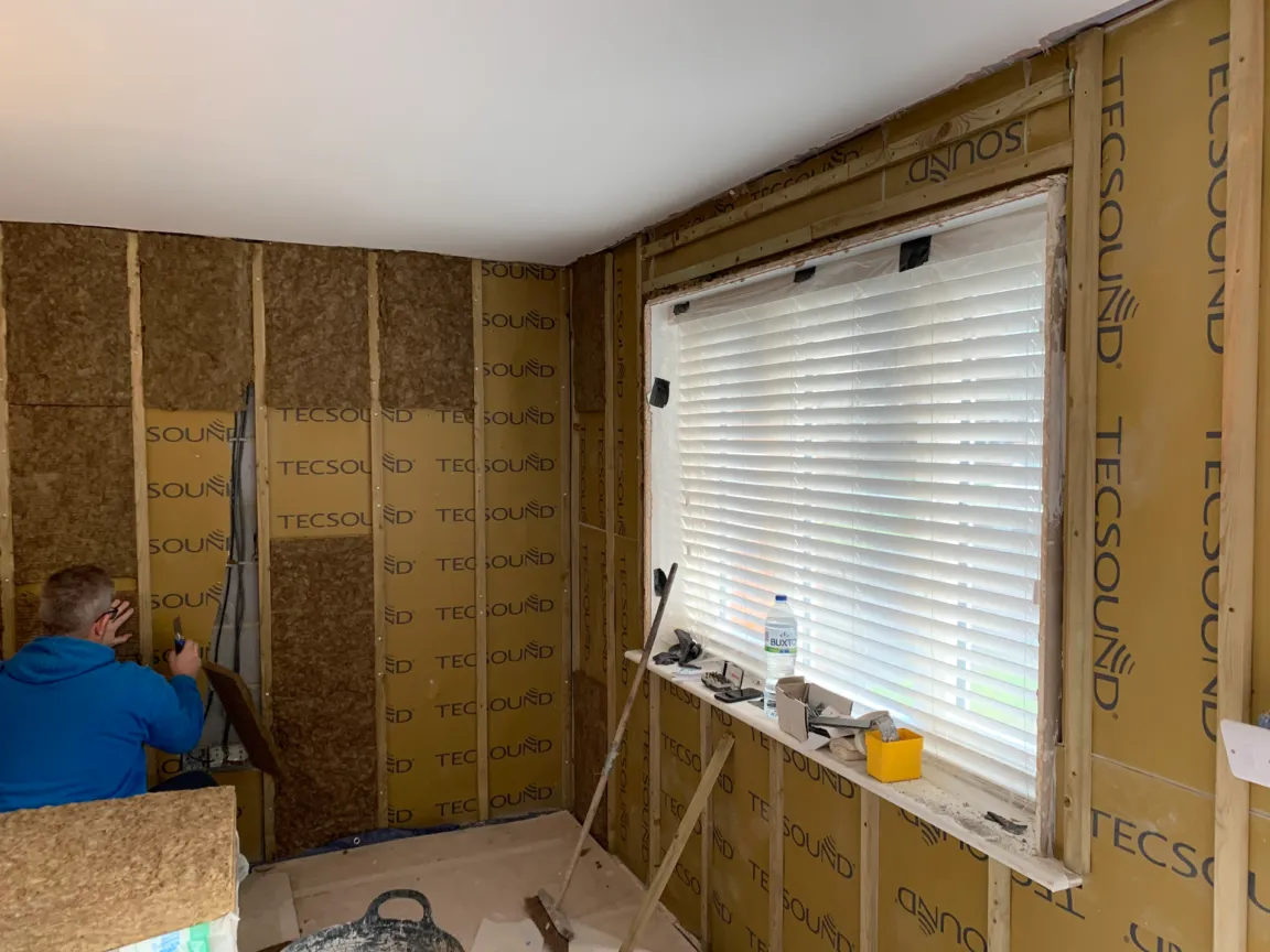 Wall sound proofing installation by Silent Treatment