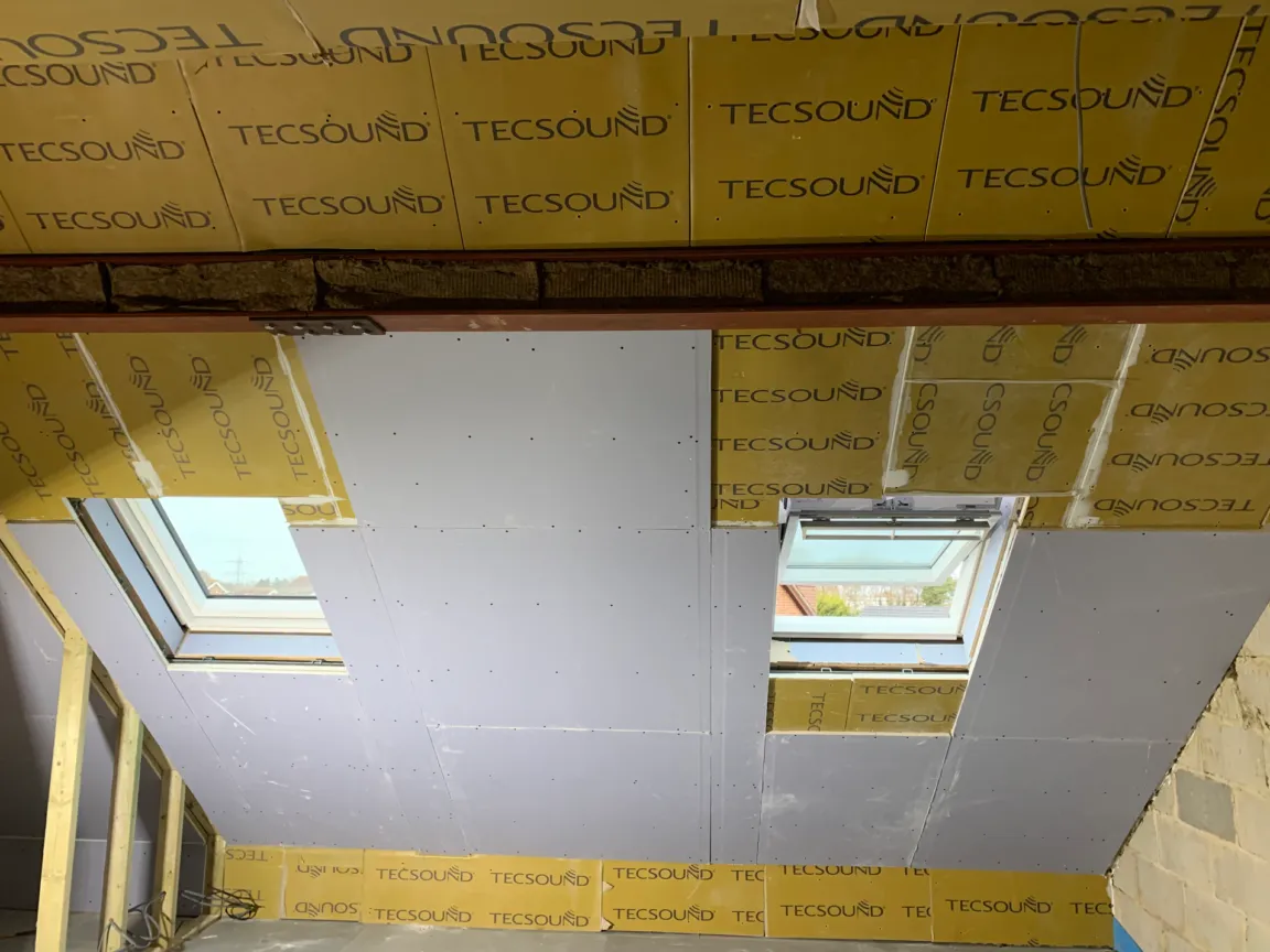 Wall sound proofing installation by Silent Treatment in loft